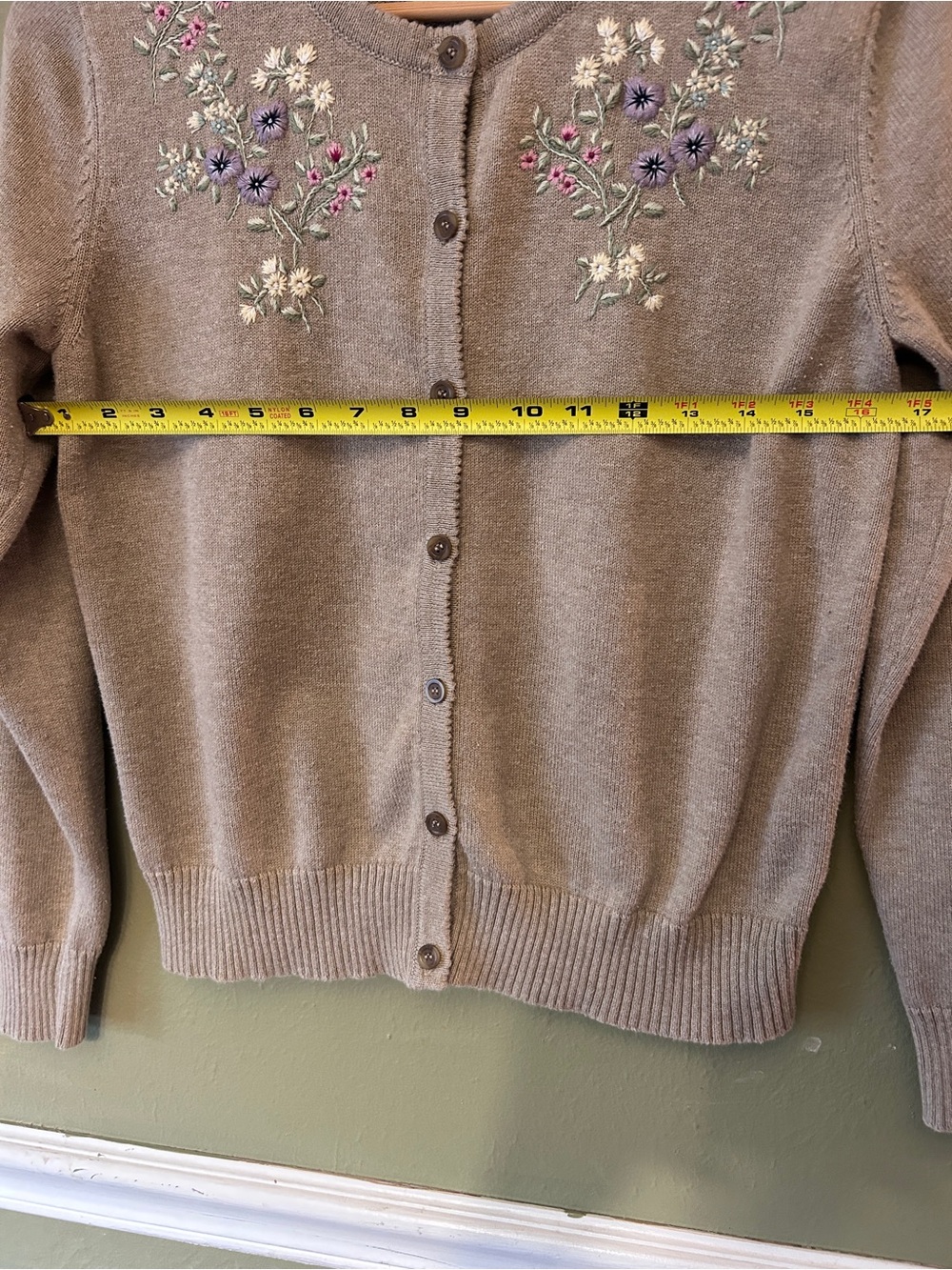 VTG Liz Claiborne Floral Embroidered Grannycore Cottagecore Cardigan Sweater M - Picture 5 of 7